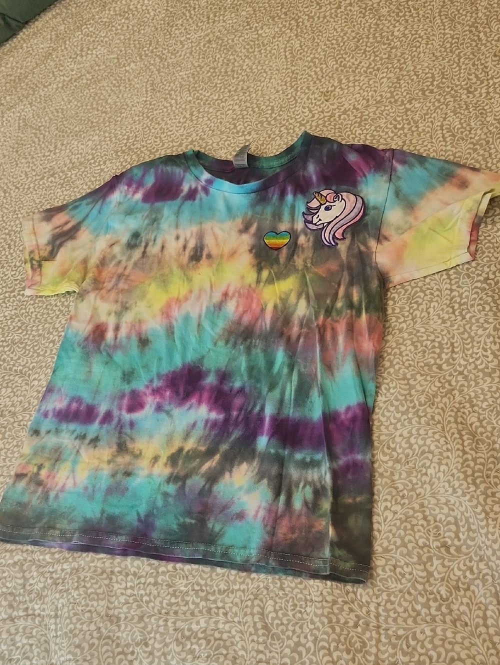 ✨ 3 For $25 SALE Gildan Tie-Dye Kids Tee with Unicorn Patch